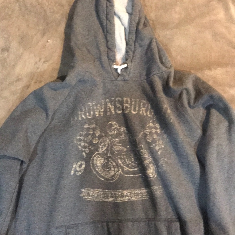 Grey distressed national racing sweatshirt